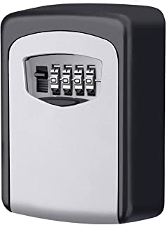 Caja fuerte para llaves- Candado de Seguridad con Combinacion 4 digitos-Caja de Seguridad para Llaves- se puede clavar en la pareds- Adecuada para el Hogar- el Garaje y la Granja-ect