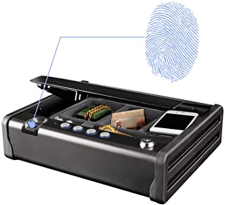 MASTER LOCK Caja Fuerte Compacta Biometrica [Apertura con Huella Dactilar y Combinacion] MLD08EB - Ideal para objetos de valor- dispositivos electronicos- pequenos- arma corta
