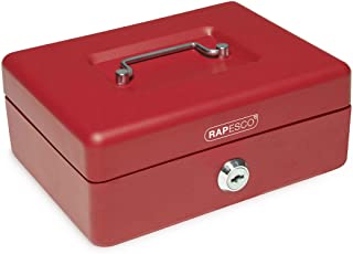 Rapesco money - Caja fuerte portatil de 20 cm de ancho con portamonedas interior- color rojo